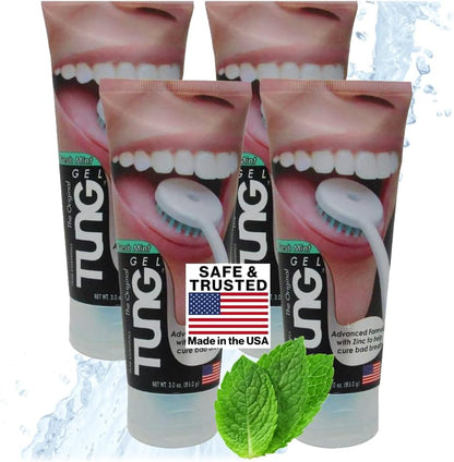 TUNG Fresh Mint Gel with Tongue Cleaner – Bad Breath & Odor Control (2 Pack)