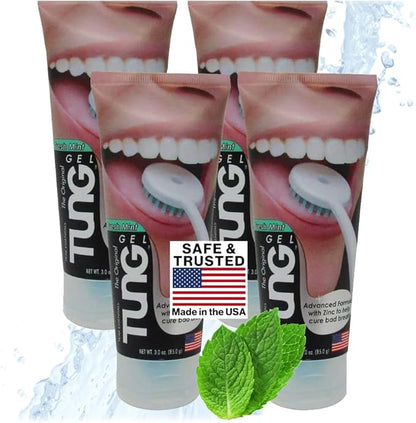 TUNG Fresh Mint Gel with Tongue Cleaner – Bad Breath & Odor Control (2 Pack)