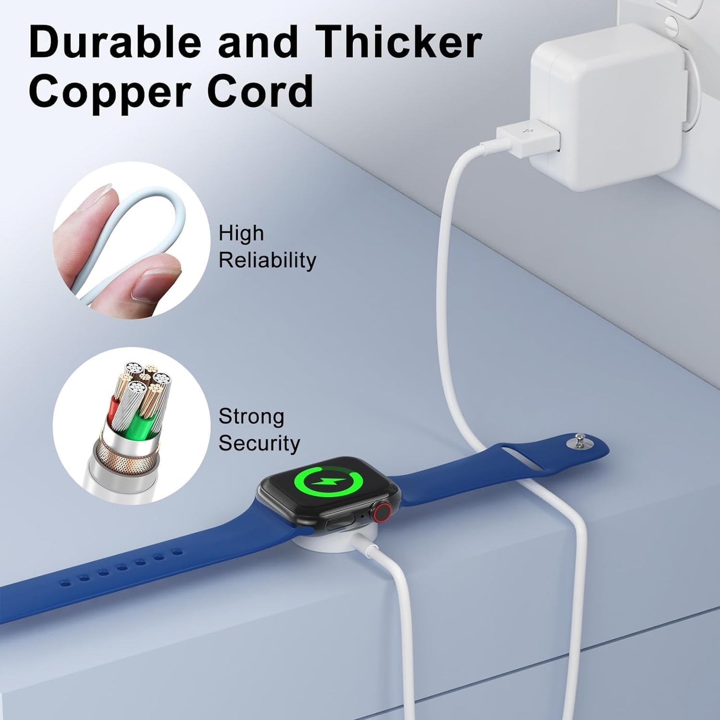 Pack of 2 Apple Watch Charger – USB Magnetic Wireless Fast Charging Cable 3.3FT