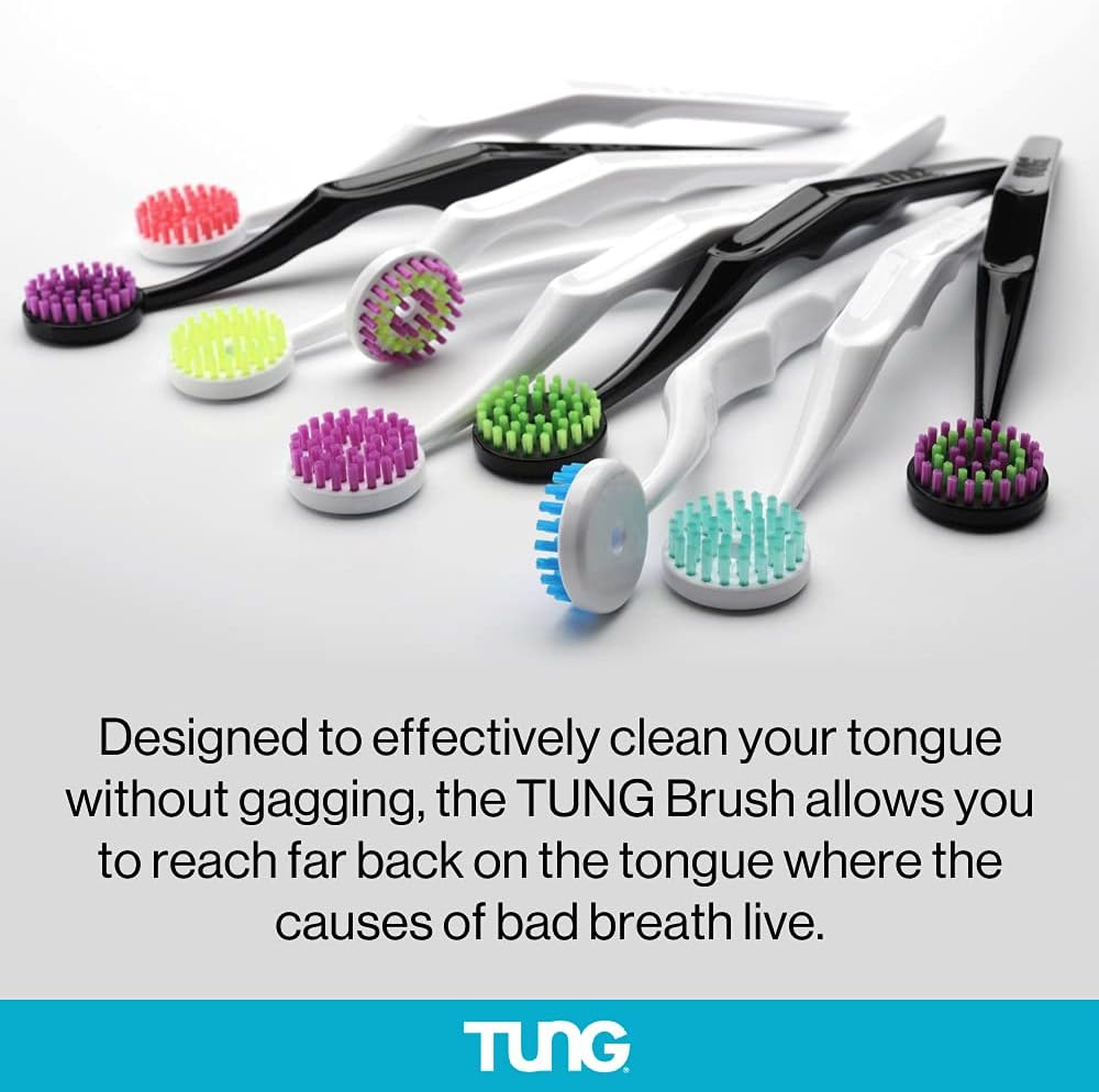 Peak Essentials TUNG Brush with Caps – Tongue Cleaner & Odor Eliminator (2 Pack)