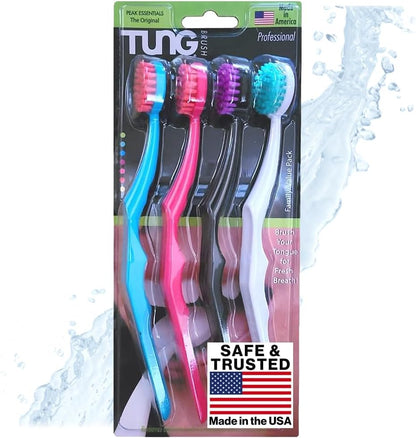 Peak Essentials TUNG Brush with Caps – Tongue Cleaner & Odor Eliminator (2 Pack)