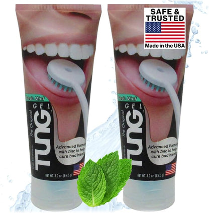 TUNG Fresh Mint Gel with Tongue Cleaner – Bad Breath & Odor Control (2 Pack)