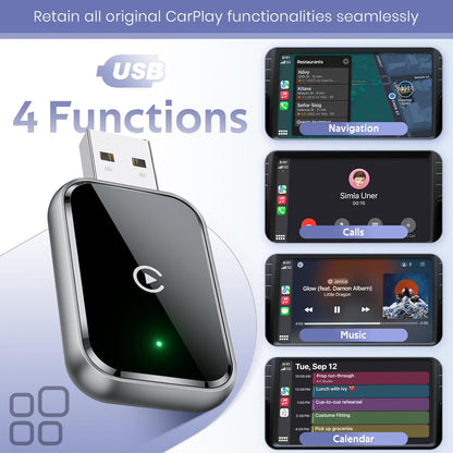Wireless CarPlay Adapter for iPhone – Convert Wired to Wireless, Black