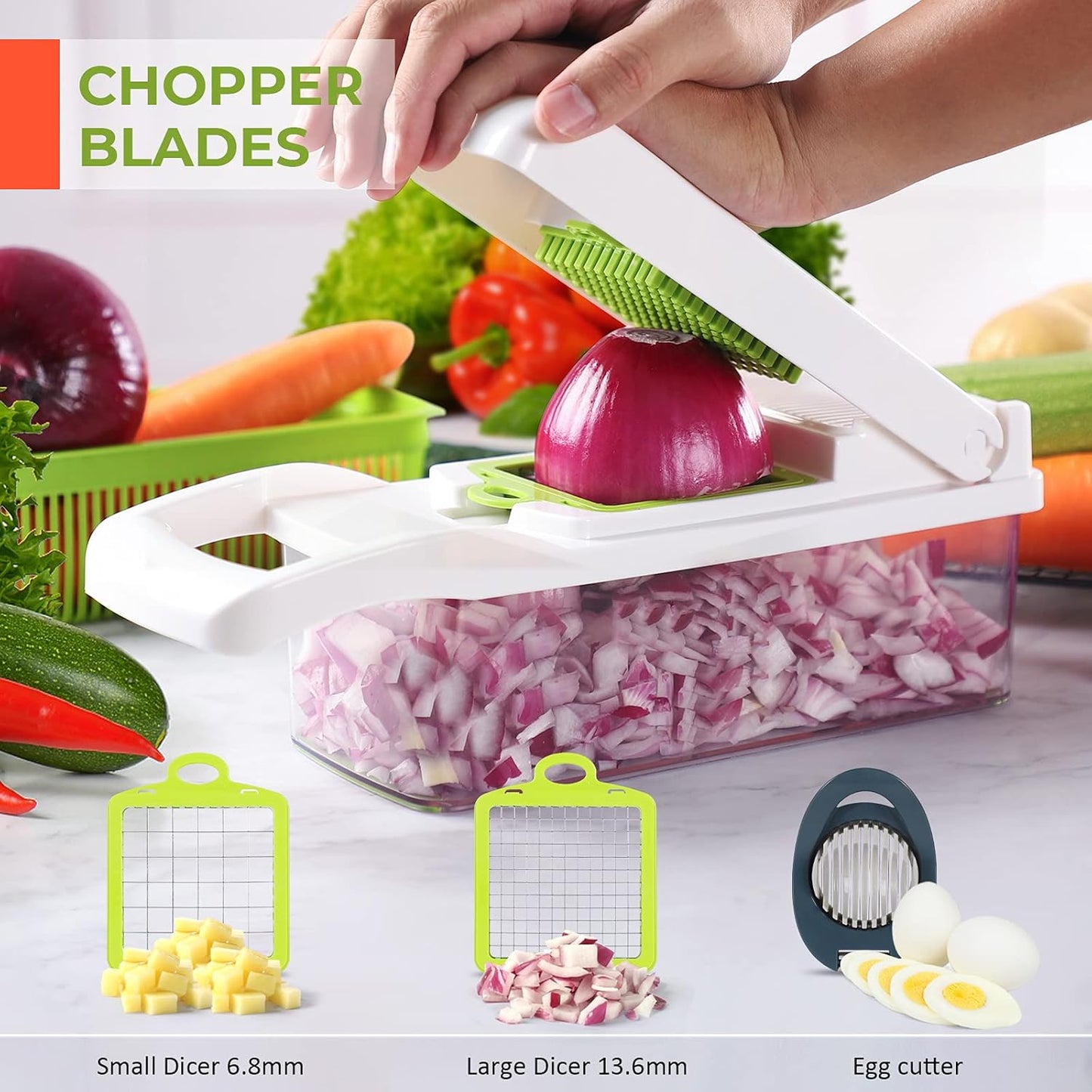 AWH 13-in-1 Vegetable Chopper – Multifunctional Onion Slicer Dicer Cutter