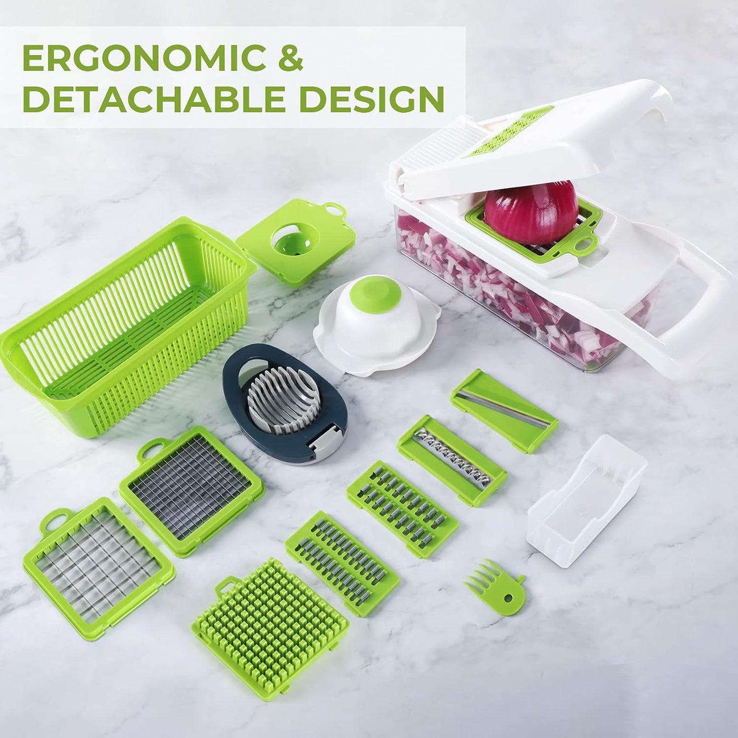 AWH 13-in-1 Vegetable Chopper – Multifunctional Onion Slicer Dicer Cutter
