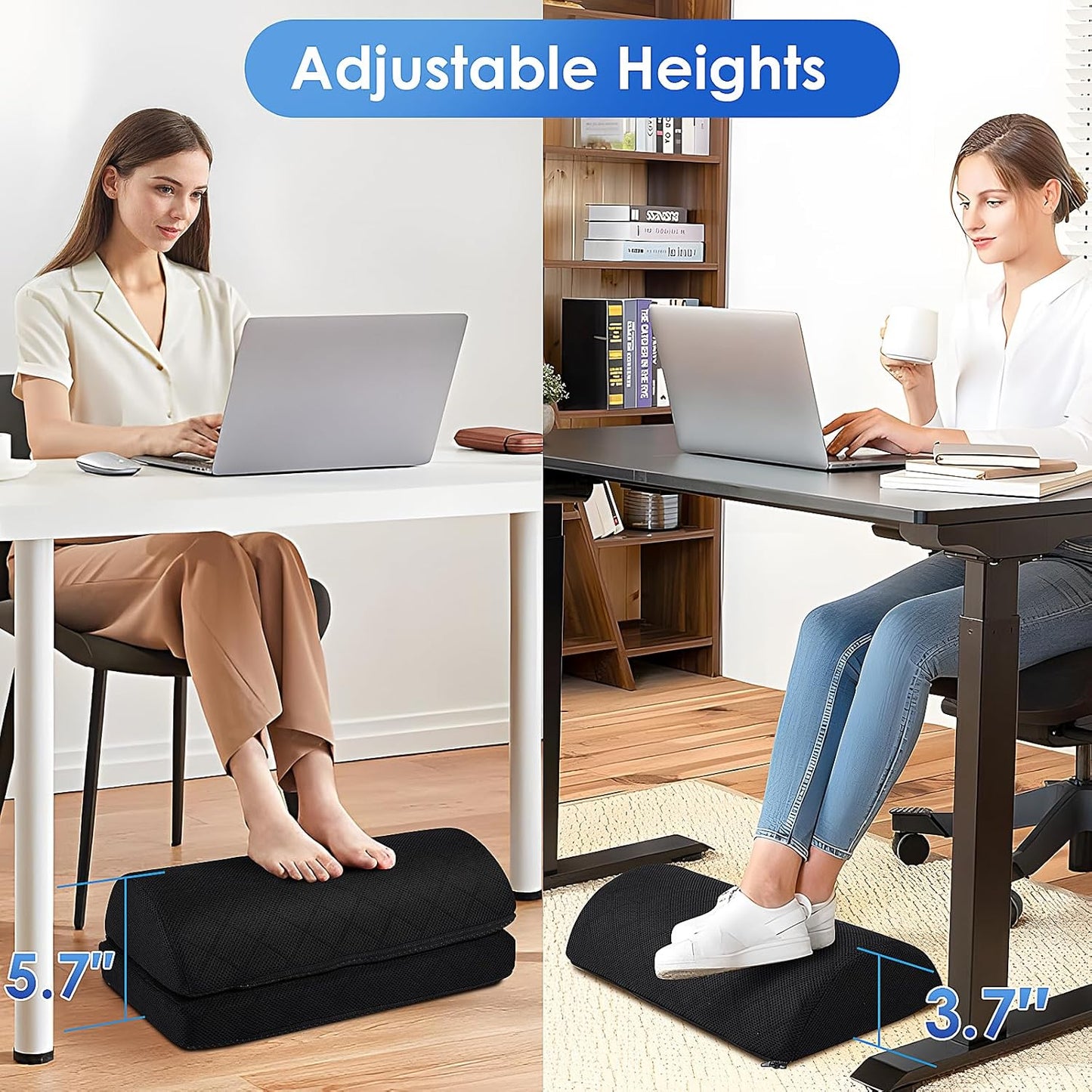 CushZone Adjustable Foot Rest – Under Desk Foam for Office & Pain Relief