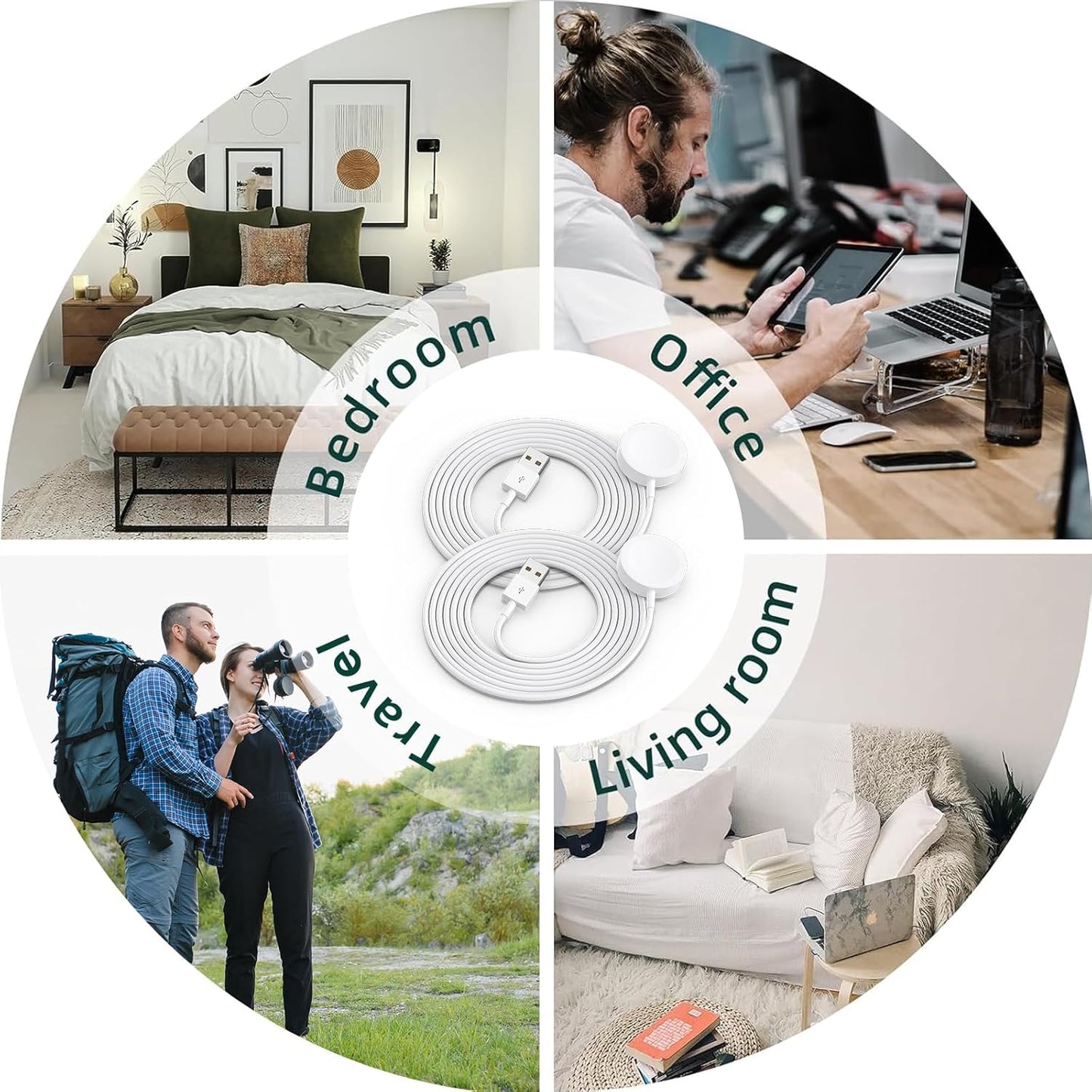 Pack of 2 Apple Watch Charger – USB Magnetic Wireless Fast Charging Cable 3.3FT