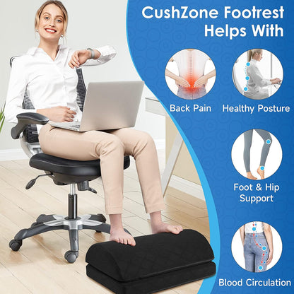 CushZone Adjustable Foot Rest – Under Desk Foam for Office & Pain Relief