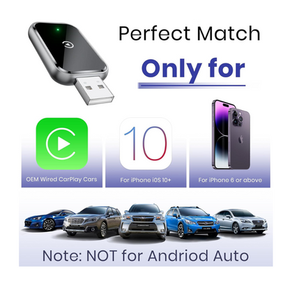 Wireless CarPlay Adapter for iPhone – Convert Wired to Wireless, Black