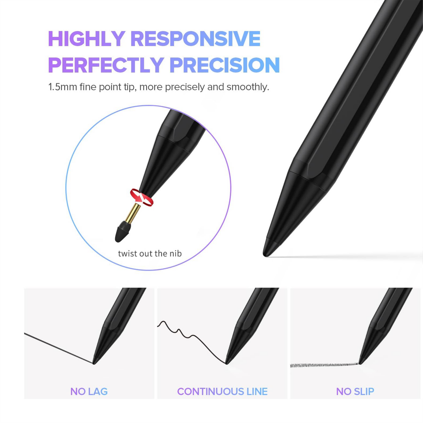 Stylus Pen for iPad (6–10 Gen, Pro, Air, Mini) Black  + Free Gift Apple Handsfree