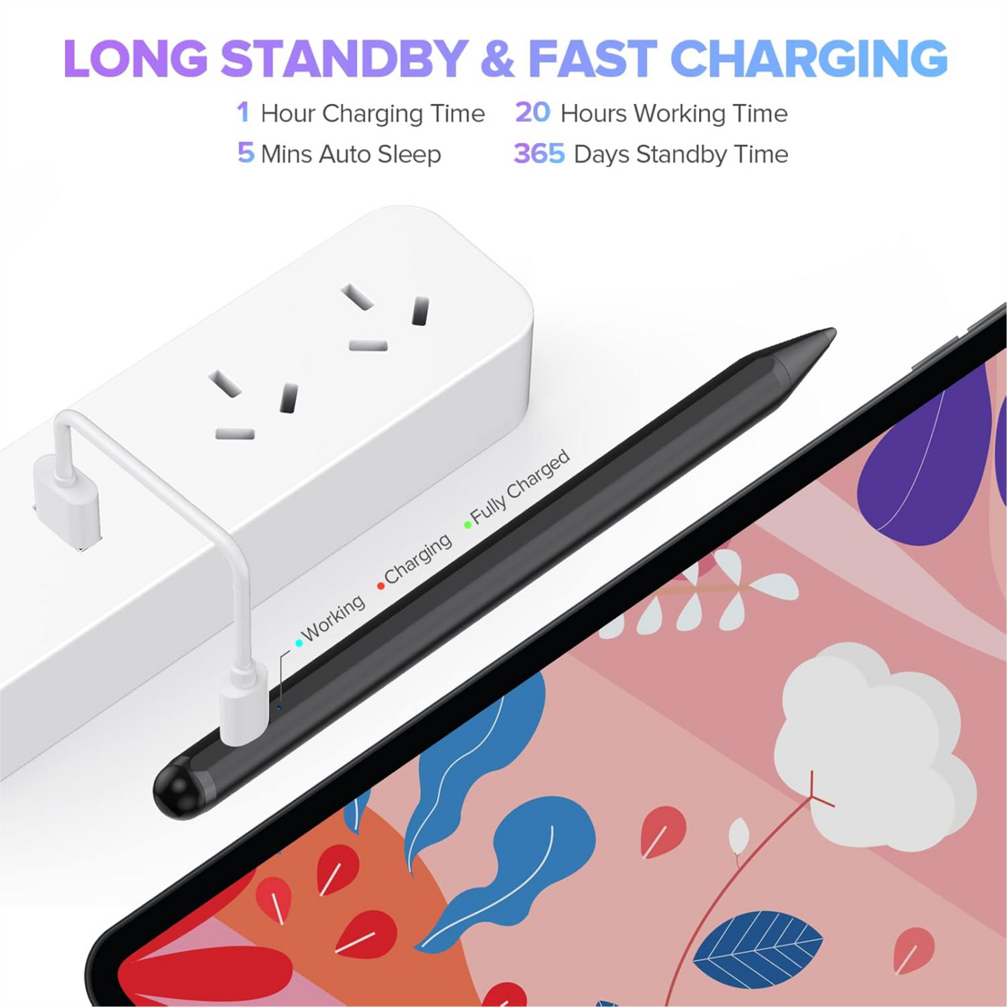 Stylus Pen for iPad (6–10 Gen, Pro, Air, Mini) Black  + Free Gift Apple Handsfree